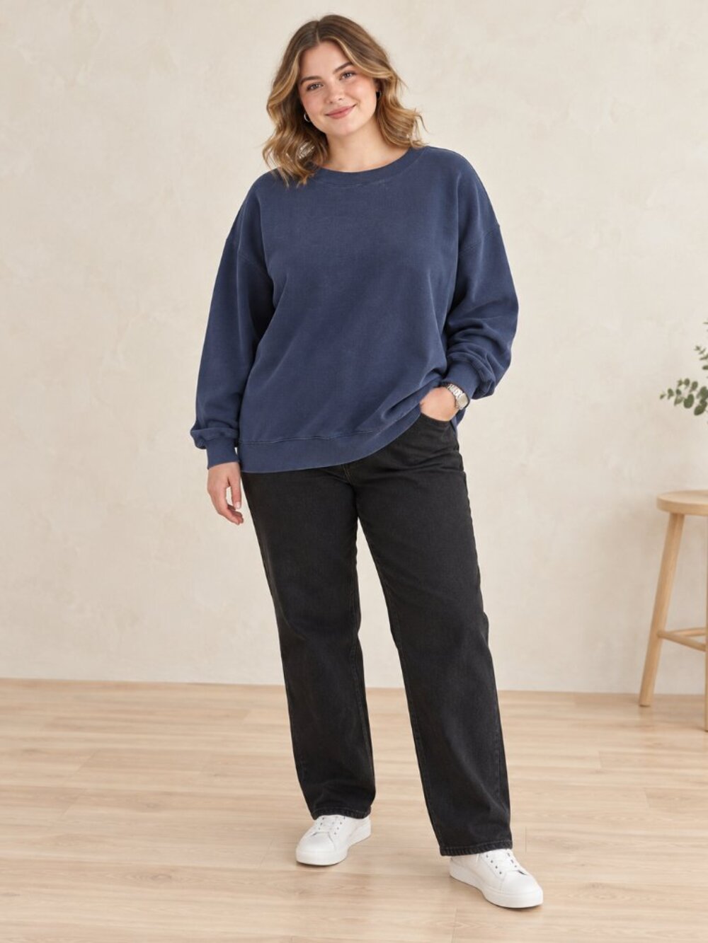 Hanes Vintage 2XL Unisex Classic Cotton Navy Blue pullover sweatshirt